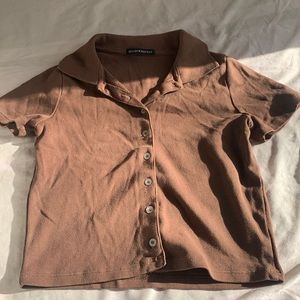 Brown Brandy Melville Button Up Top